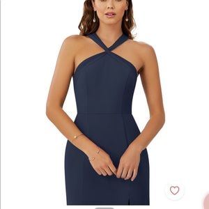 Azazie Dark Navy Rue Dress